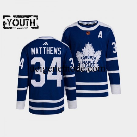 Kinder Toronto Maple Leafs Eishockey Trikot Auston Matthews 34 Adidas 2022 Reverse Retro Blau Authentic